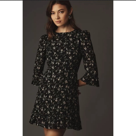 Reformation Doutzen Floral Ruffle Trim Mini Dress Size 12 - Picture 3 of 13